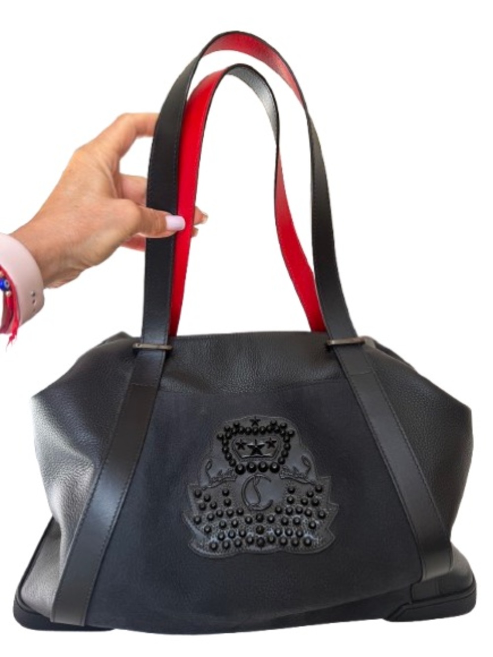 Christian Louboutin Bagdamon Boston Duffle Bag 100% black leather